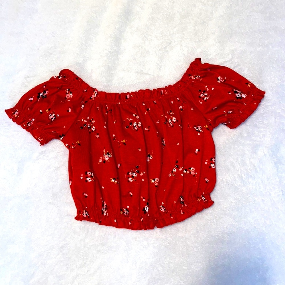 red/floral top